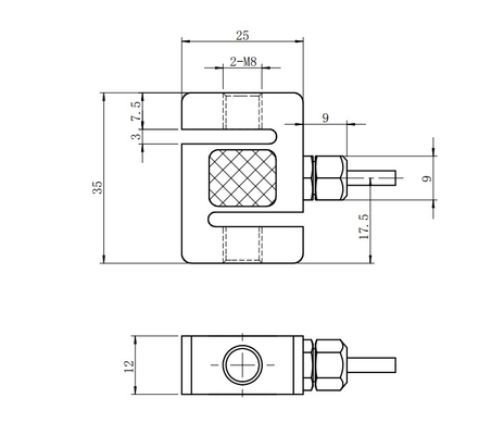 Célula de Carga Tipo S de Aço Inoxidável 50-2000N 15v Tração Compressiva Transdutora